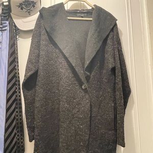 Anthropologie Sanctuary Women’s Dark Gray Shawl Collar Hooded Cardigan Size XL